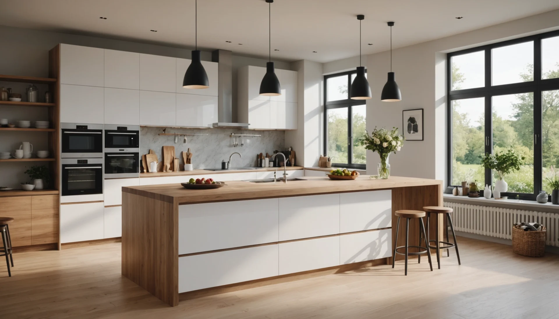 ilot central en bois pour cuisine