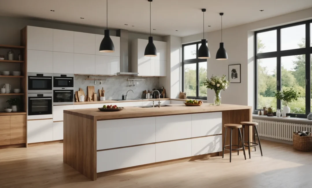 ilot central en bois pour cuisine